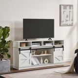 TV Stand Sliding Barn Door Modern&Farmhouse Wood Entertainment Center, Storage Cabinet Table Living Room with Adjustable Shelves for TVs Up to 65",White