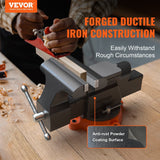 VEVOR Bench Vise, 6-inch Jaw Width 5.9-inch Jaw Opening, 360-Degree Swivel Locking Base Multipurpose Vise with Anvil, Heavy Duty Ductile Iron Workbench Vise with Bolts & Nuts, for Drilling, Pipe Cutti