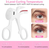 Heated Eyelash Curler Electric USB Rechargeable Eyelash Curler Anti-Burn Compact with Comb Heat up Fast Within 8S for All Eye Shapes for Women Make Up Gift Travel Valentine Mother Day