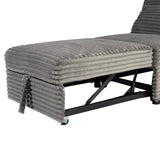 Convertible Wide-Welt Corduroy Sofa Sleeper Sofa Chair W/ Pull-Out Bed Smoke