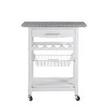 Mobile Rolling Kitchen Island Trolley Serving Cart with Underneath Drawer & Slide-Out Wire Storage Basket