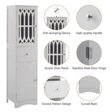 Tall Bathroom Cabinet, Freestanding Storage Cabinet with Drawer and Doors, MDF Board, Acrylic Door, Adjustable Shelf