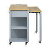 47 inch Kitchen Island with Extendable Dining Table, Rubber Wood Veneer Kitchen Table with Internal Storage Rack, Power Outlet, Kitchen island with Storage 2 Drawers 2 Cabinet