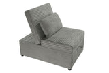 Convertible Wide-Welt Corduroy Sofa Sleeper Sofa Chair W/ Pull-Out Bed Smoke