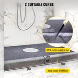 VEVOR Shower Curb Kit, 38\"x60\" Watertight Shower Curb Overlay with 4\" ABS Central Bonding Flange, 4\" Stainless Steel Grate, 2 Cuttable Shower Curb and Trowel, Shower Pan Slope Sticks Fit for Bathr
