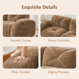 L-Shaped Boneless Sofa,Soft Velvet Fabric,Tufted Design,32D High Density Sponge,No Assembly Required,Ergonomic Design Bottom, Anti-Slip Design,Movable Ottoman for Bedrooms,Camel