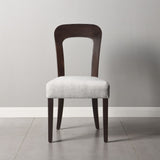 Dining Chairs Set of 2, Upholstered Kitchen Side Chairs with Gray Fabric Seating Dark Brown Solid Rubber Wood Legs, 330 LBS Weight Capacity