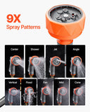 VEVOR Retractable Garden Hose Reel, 1/2 Inch x 65 ft Wall Mounted Hose Reel, Heavy Duty Garden Hose Reel with 9 Patterns Nozzle, Any Length Lock, Upgraded Slow Return System and 180°Swivel Bracket