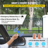 VEVOR Automatic Sliding Gate Opener 1400LBS with 2 Remote Controls, Gate Operator Hardware Kit for Security, Move Speed 43ft Per Min, Electric Rolling Driveway Slide Gate Motor