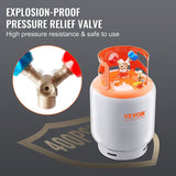 VEVOR Refrigerant Recovery Tank, 50 LBS Capacity, 400 psi Portable Cylinder Tank with Y-Valve for Liquid/Vapor, High-sealing Recovery Can for R22/R134A/R410A, Orange+Gray