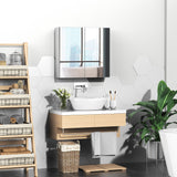 Mirrored Medicine Cabinet 24x22 Steel Frame Wall-Mounted Double Doors White