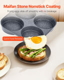 VEVOR Egg Pan, 4-Cup Nonstick Egg Frying Pan, Aluminum Breakfast Omelette Skillet for Pancakes, Hamburgers, Sandwiches, with Lid, Oil Brush, Scraper, Compatible with Gas Stove & Induction Cookware