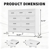 9-Drawer Tall Dresser, White Metal Storage Cabinet with Smooth Gliding Drawers, Space-Saving Chest of Drawers for Bedroom, Living Room, Entryway, Strong 5-Foot Design & Modern Handles