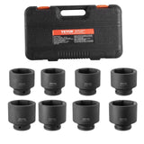 VEVOR Axle Nut Impact Socket Set, 3/4" Drive 6-Point 8-Piece SAE Spindle Nut Socket Set, CR-MO Heat Treated Large Socket Set with Storage Case, for Auto Repair, Removing or Installing Axle Nuts