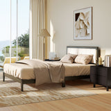Queen Size Bed Frame with Headboard Queen Platform Bed Frame with Wooden Slats No Box Spring Needed Easy Assembly Walnut
