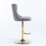 Furniture,Golden Swivel Velvet Barstools Adjusatble Seat Height from 25-33 Inch, Modern Upholstered Bar Stools with Backs Comfortable Tufted for Home Pub and Kitchen Island