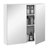 Mirrored Medicine Cabinet 24x22 Steel Frame Wall-Mounted Double Doors White