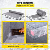 VEVOR Shower Curb Kit, 38\"x60\" Watertight Shower Curb Overlay with 4\" ABS Central Bonding Flange, 4\" Stainless Steel Grate, 2 Cuttable Shower Curb and Trowel, Shower Pan Slope Sticks Fit for Bathr