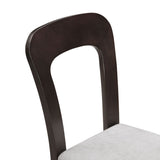 Dining Chairs Set of 2, Upholstered Kitchen Side Chairs with Gray Fabric Seating Dark Brown Solid Rubber Wood Legs, 330 LBS Weight Capacity