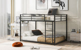 Full over Full Metal Bunk Bed;  Low Bunk Bed with Ladder