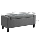 Linen Upholstered Storage Ottoman with Lift-Top Design Space-Saving Gray