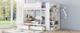 Twin over Twin Bunk Bed With 2 Drawers and Multi-layer Cabinet, White