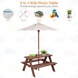 Outdoor Family Picnic Table for Kids with Removable Umbrella - Durable and Stylish Seating