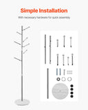 VEVOR Coat Rack, Freestanding Coats Rack Stand with Stable Marble Base & 8 Hooks, Free Standing Hall Coat Tree for Entryway, Bedroom, Office, Living Room, Modern Clothes Hanger for Coats, Hats, Bags