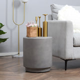 Chic Lightweight Round Side Table - Elegant Concrete Finished Accent Table in Light Gray