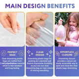 Clear Drawstring Bag, 9 x 12 Inches. Pack of 50 Clear Plastic Drawstring Bags. 2 Mil Drawstring Clear Plastic Bags. Waterproof Clear Plastic Bags Drawstring for Cosmetics, Toiletries