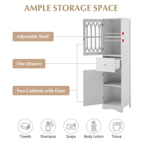 Tall Bathroom Cabinet, Freestanding Storage Cabinet with Drawer and Doors, MDF Board, Acrylic Door, Adjustable Shelf