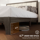 Queen Size Bed Frame with Headboard Queen Platform Bed Frame with Wooden Slats No Box Spring Needed Easy Assembly Walnut