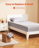 VEVOR Fitted Sheet, 1 Set of 2 Pieces, Twin Size Elastic Fitted Sheet with High-Quality Microfiber, Wear-Resistant & Breathable Twin Fitted Sheet with Single-Sided Brushing, Fit for 15 in Mattress