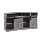 TV Stand Sliding Barn Door Modern&Farmhouse Wood Entertainment Center, Storage Cabinet Table Living Room with Adjustable Shelves for TVs Up to 65",Grey