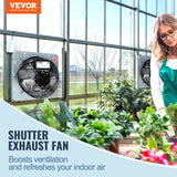 VEVOR 16'' Shutter Exhaust Fan, High-speed 2000 CFM, Aluminum Wall Mount Attic Fan with AC-motor, Ventilation and Cooling for Greenhouses, Garages, Sheds, Shops, FCC