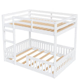 Full over Full Wood Bunk Bed with Ladder and Guardrails, White (Expected Arrival Time: 7.3)