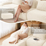 114" Modern L-Shaped Modular Sectional Sofa for Living Room,Flannelette Fabric,Oversized 3-Seater Couch,Deep Seat,Boneless sofa ,Movable Ottoman,Buckle connection,Anti-slip Design,No Assembly,Cream