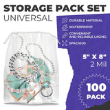 Clear Drawstring Bag, 5 x 8 Inches. Pack of 100 Clear Plastic Drawstring Bags. 2 Mil Drawstring Clear Plastic Bags. Waterproof Clear Plastic Bags Drawstring for Cosmetics, Toiletries