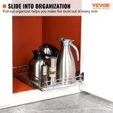 VEVOR 12.5"Wx16.5"Dx3.5"H Pull Out Cabinet Organizer, Heavy Duty Slide Out Pantry Shelves, Steel Roll Out Drawers, Sliding Drawer Storage for Home Under Sink, 14"Wx17.5"Dx7"H Install Size for Cabinet