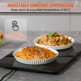 VEVOR Electric Warming Tray, 16.5" x 11" Portable Tempered Glass Heating Tray with Temperature Range (65-90 Celsius), Perfect for Dinner, Catering, Parties, Events, Entertaining and Holiday, Black