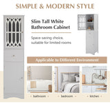 Tall Bathroom Cabinet, Freestanding Storage Cabinet with Drawer and Doors, MDF Board, Acrylic Door, Adjustable Shelf