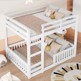 Full over Full Wood Bunk Bed with Ladder and Guardrails, White (Expected Arrival Time: 7.3)