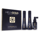 The Volume Series Travel Kit by Helis Gold for Unisex - 3 Pc 3.3oz Weightless Conditioner, 3.3oz Volumize Shampoo, 1.7oz Antidote Scalp and Hair Revitalizer