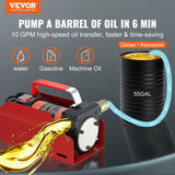 VEVOR Diesel Fuel Transfer Pump Kit 12V 10 GPM DC with Automatic Shut-off Nozzle Hose, Portable Electric Self-Priming Fuel Transfer Extractor Pump Kit for Diesel, Kerosene, Machine, Transformer Oil