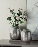 12.5x12.5x15" Aluminum Vase, Silver Streaks