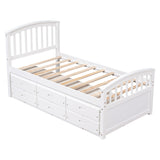 Twin Size Platform Storage Bed Solid Wood Bed with 6 Drawers