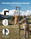 VEVOR Truck Hitch Game Hoist, 500 lbs Load Capacity, Hunting Deer Hoist with 2-inch Receiver, 360-Degree Swivel Shaft & Adjustable Height, Includes Gambrel Winch for Skinning & Cleaning Game