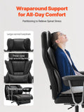 VEVOR Executive Office Chair with Footrest, 400lb Capacity Office Chair with Lumbar Pillow & Removable Armrests, Heavy Duty Ergonomic Chair, PU Leather Reclining Home Office Desk Chairs, Black