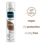 ABOVE Coconut - Dry Shampoo - Absorbs Excess Oil Between Washes - Gives Softness and Shine to Your Strands - Does Not Leave Residue - Prevents Bad Odors with Floral and Vanilla Notes - 3.17 oz
