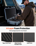 VEVOR Hard Rifle Case, Lockable Rifle Case with Pre-cut Foams, 40 in Gun Storage with Wheels, IP67 Waterproof & Dustproof Movable Large Pistol Storage for Rifles, Shotguns, Airsoft Guns, Grey
